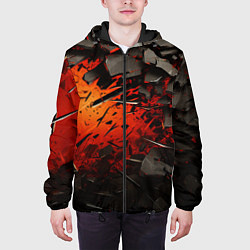 Куртка с капюшоном мужская Черные камни на красном взрыв, цвет: 3D-черный — фото 2