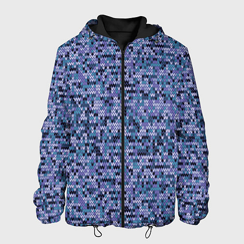Мужская куртка Синий узор вязанного трикотажного полотна / 3D-Черный – фото 1