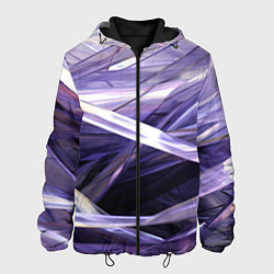Куртка с капюшоном мужская Фиолетовые прозрачные полосы, цвет: 3D-черный