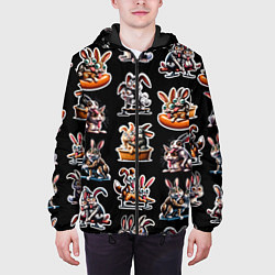 Куртка с капюшоном мужская Кролики - Камасутра позы, цвет: 3D-черный — фото 2