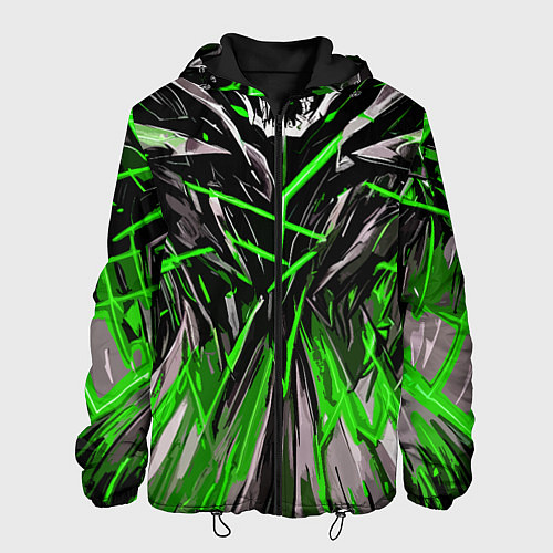 Мужская куртка Череп и зелёные полосы / 3D-Черный – фото 1