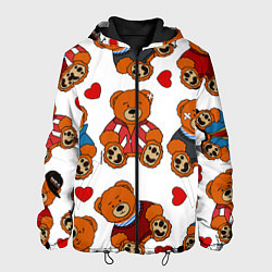 Куртка с капюшоном мужская Мишки с сердцами - персонажи из Слово пацана, цвет: 3D-черный