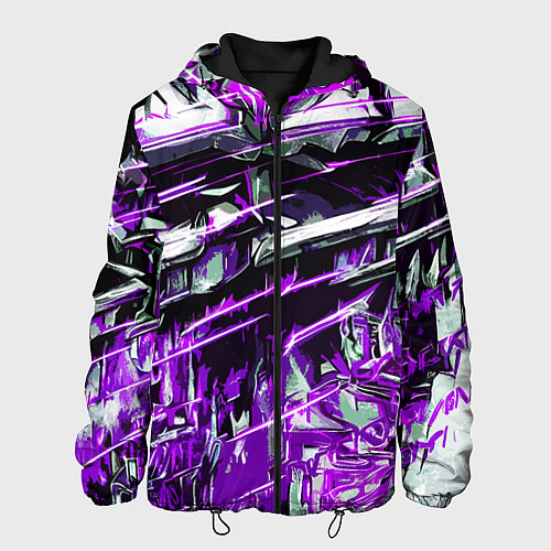 Мужская куртка Агрессивный металл и фиолетовые линии / 3D-Черный – фото 1