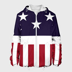 Куртка с капюшоном мужская Флаг Америки, цвет: 3D-белый