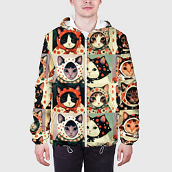 Куртка с капюшоном мужская Кот Алёнка - поп арт, цвет: 3D-белый — фото 2