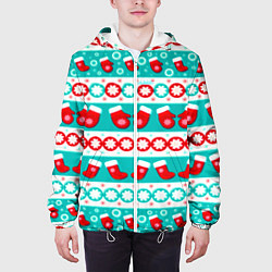 Куртка с капюшоном мужская Рождество паттерн, цвет: 3D-белый — фото 2