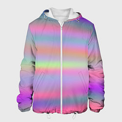 Куртка с капюшоном мужская Голографические неоновые полосы, цвет: 3D-белый