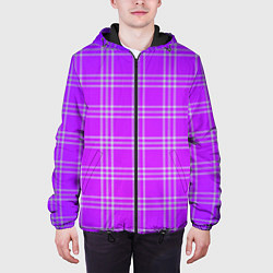 Куртка с капюшоном мужская Фиалковая шотландская клетка, цвет: 3D-черный — фото 2