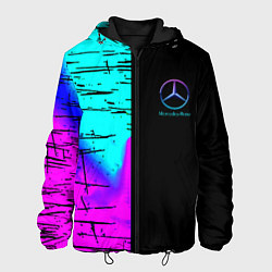 Куртка с капюшоном мужская Mercedes benz неон текстура, цвет: 3D-черный