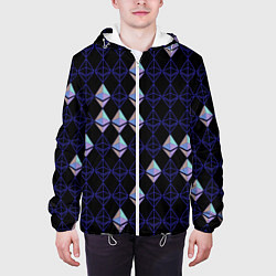 Куртка с капюшоном мужская Криптовалюта Ethereum на черном, цвет: 3D-белый — фото 2