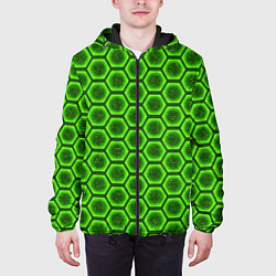 Куртка с капюшоном мужская Энергетический щит - зеленый, цвет: 3D-черный — фото 2
