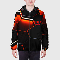 Куртка с капюшоном мужская Audi неоновый соты, цвет: 3D-черный — фото 2