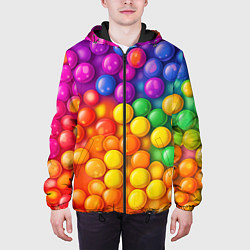 Куртка с капюшоном мужская Разноцветные шарики, цвет: 3D-черный — фото 2