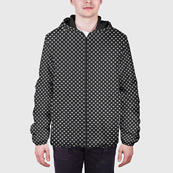 Куртка с капюшоном мужская Черно-белые ромбы, цвет: 3D-черный — фото 2