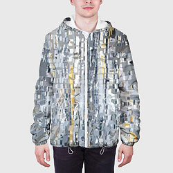 Куртка с капюшоном мужская Серебряные блоки, цвет: 3D-белый — фото 2