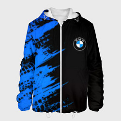 Куртка с капюшоном мужская BMW краски синие, цвет: 3D-белый