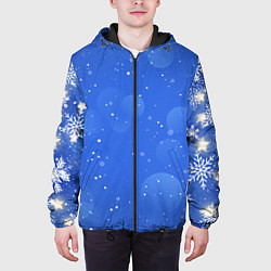 Куртка с капюшоном мужская Снежный паттерн, цвет: 3D-черный — фото 2