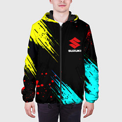 Куртка с капюшоном мужская Suzuki краски абстрактные, цвет: 3D-черный — фото 2