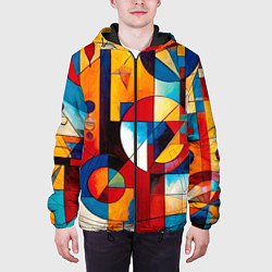 Куртка с капюшоном мужская Абстракция из ярких цветов и геометрических фигур, цвет: 3D-черный — фото 2