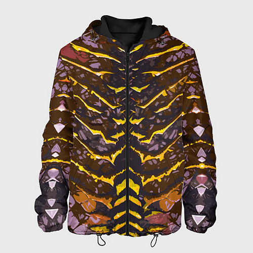 Мужская куртка Жёлтые полосы и камень / 3D-Черный – фото 1