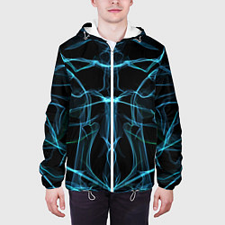 Куртка с капюшоном мужская Мягкие абстрактные симметричные линии, цвет: 3D-белый — фото 2