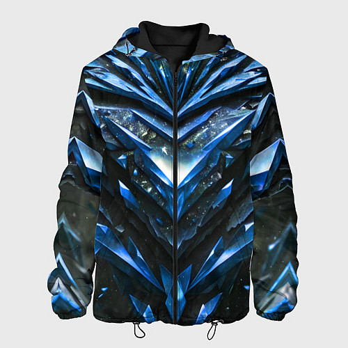 Мужская куртка Синие драгоценные кристаллы / 3D-Черный – фото 1