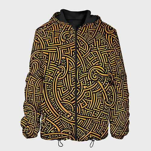 Мужская куртка Золотые узоры на черном фоне / 3D-Черный – фото 1