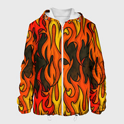 Куртка с капюшоном мужская Языки пламени арт, цвет: 3D-белый