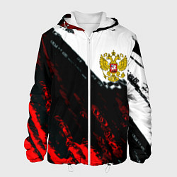 Куртка с капюшоном мужская Россия краски абстракция, цвет: 3D-белый