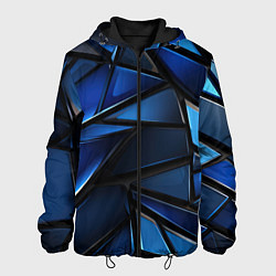 Куртка с капюшоном мужская Синие объемные геометрические объекты, цвет: 3D-черный