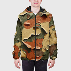Куртка с капюшоном мужская Реалистичный камуфляж из краски, цвет: 3D-черный — фото 2