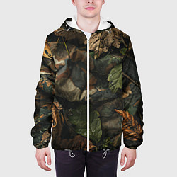 Куртка с капюшоном мужская Реалистичный охотничий камуфляж из ткани и листьев, цвет: 3D-белый — фото 2
