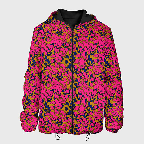 Мужская куртка Взаимосвязанные листочки, розового жёлтого и синег / 3D-Черный – фото 1