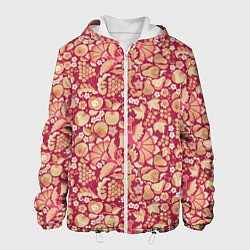 Куртка с капюшоном мужская Русский сад с птицами и плодами: паттерн, цвет: 3D-белый