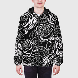 Куртка с капюшоном мужская Цветочные паттерны, цвет: 3D-черный — фото 2