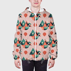 Куртка с капюшоном мужская Абстракция, треугольник, цвет: 3D-белый — фото 2