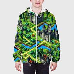 Куртка с капюшоном мужская Heroes of Might and Magic - pixel map, цвет: 3D-белый — фото 2