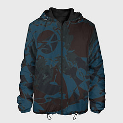 Куртка с капюшоном мужская Абстрактный камуфляж, цвет: 3D-черный