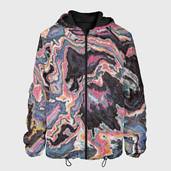 Куртка с капюшоном мужская Мраморный узор разноцветный, цвет: 3D-черный