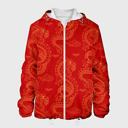 Куртка с капюшоном мужская Красный - дракон, цвет: 3D-белый