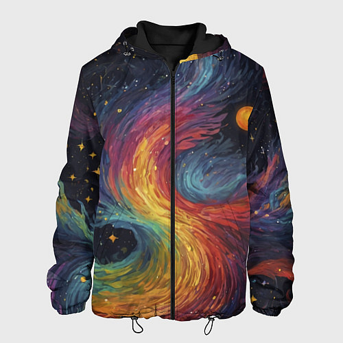 Мужская куртка Звездный вихрь абстрактная живопись / 3D-Черный – фото 1