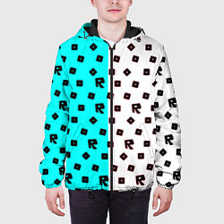 Куртка с капюшоном мужская Roblox pattern logo mobile, цвет: 3D-черный — фото 2