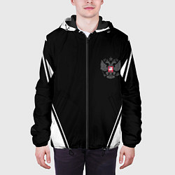 Куртка с капюшоном мужская Спортивная геометрия герб рф, цвет: 3D-черный — фото 2