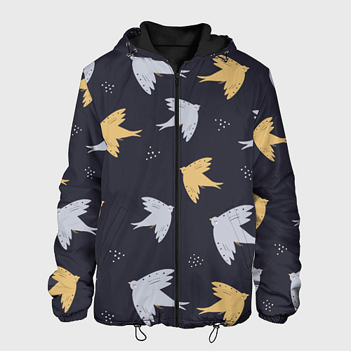 Мужская куртка Узор с птицами / 3D-Черный – фото 1