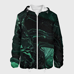 Куртка с капюшоном мужская Черно-зеленый мрамор, цвет: 3D-белый