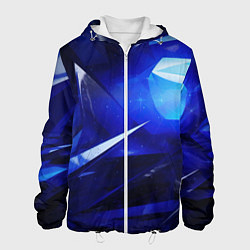 Куртка с капюшоном мужская Black and blue abstract background sport style, цвет: 3D-белый
