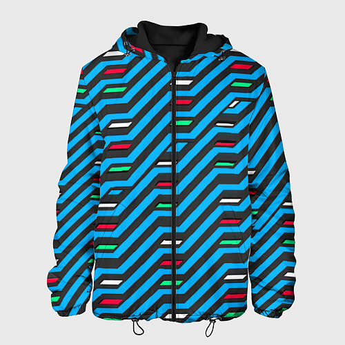 Мужская куртка Киберпанк узор синий и чёрный / 3D-Черный – фото 1