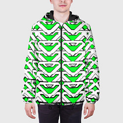 Куртка с капюшоном мужская Бело-зелёный узор, цвет: 3D-черный — фото 2