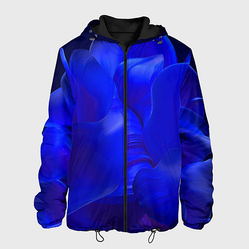 Мужская куртка Неоновый синий цветок / 3D-Черный – фото 1