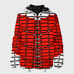 Куртка с капюшоном мужская Красно-белая техно броня, цвет: 3D-черный